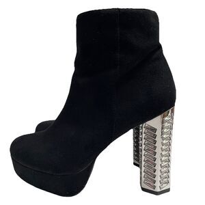 Charlotte Russe 8 Black Platform Boots Disco Heel Vegan Suede Womens Booties